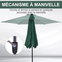 Outsunny Parasols Parasol Inclinable De Jardin Vert -Tapis extérieur Soldes parasol inclinable de jardin vert 5