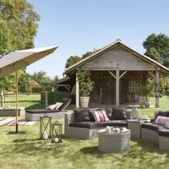 Maisons Du Monde Parasols Parasol Inclinable En Aluminium Toile Taupe 3x3M -Tapis extérieur Soldes parasol inclinable en aluminium toile taupe 3x3m 1000 15 33 139925 6