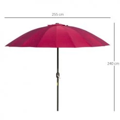 Outsunny Parasols Parasol Inclinable Rond Bordeaux -Tapis extérieur Soldes parasol inclinable rond bordeaux 2