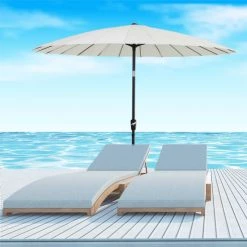 Outsunny Parasols Parasol Inclinable Rond Crème -Tapis extérieur Soldes parasol inclinable rond creme 2