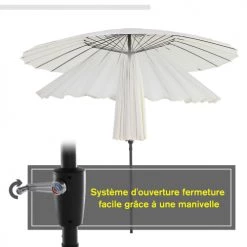 Outsunny Parasols Parasol Inclinable Rond Crème -Tapis extérieur Soldes parasol inclinable rond creme 5