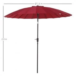 Outsunny Parasols Parasol Inclinable Rond Rouge -Tapis extérieur Soldes parasol inclinable rond rouge 2