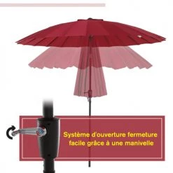 Outsunny Parasols Parasol Inclinable Rond Rouge -Tapis extérieur Soldes parasol inclinable rond rouge 4