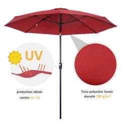 Outsunny Parasols Parasol Inclinable Rouge -Tapis extérieur Soldes parasol inclinable rouge 2