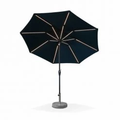 Alice's Garden Parasols Parasol Led D 2,7m Helios Bleu Canard, Mât Central, Lumière Intégrée -Tapis extérieur Soldes parasol led d 2 7m helios bleu canard mat central lumiere integree 2