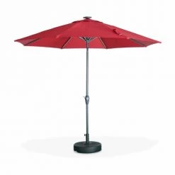 Alice's Garden Parasols Parasol Led D 2,7m Helios Rouge, Mât Central, Lumière Intégrée Et