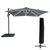 Happy Garden Parasols Parasol Led Déporté Carré 3x3m Toile Grise Avec Housse -Tapis extérieur Soldes parasol led deporte carre 3x3m toile grise avec housse