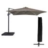 Happy Garden Parasols Parasol Led Déporté Carré 3x3m Toile Taupe Avec Housse -Tapis extérieur Soldes parasol led deporte carre 3x3m toile taupe avec housse