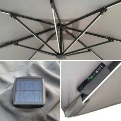 Happy Garden Parasols Parasol Led Déporté Rectangulaire Led 3x4m Gris Avec Housse -Tapis extérieur Soldes parasol led deporte rectangulaire led 3x4m gris avec housse 3