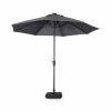Alice's Garden Parasols Parasol LED Droit Rond En Aluminium Gris D2,7m