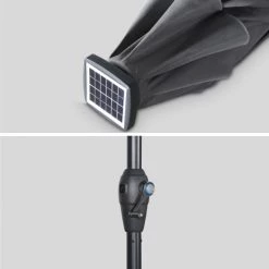 Alice's Garden Parasols Parasol LED Droit Rond En Aluminium Gris D2,7m -Tapis extérieur Soldes parasol led droit rond en aluminium gris d2 7m 5