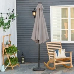 Outsunny Parasols Parasol Lumineux Hexagonal Inclinable Parasol LED Gris 11 Outsunny Parasols Parasol Lumineux Hexagonal Inclinable Parasol LED Gris -Tapis extérieur Soldes parasol lumineux hexagonal inclinable parasol led gris 3