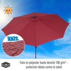 Outsunny Parasols Parasol Lumineux LED Octogonal Inclinable Bordeaux -Tapis extérieur Soldes parasol lumineux led octogonal inclinable bordeaux 4