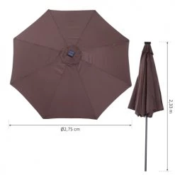 Outsunny Parasols Parasol Lumineux LED Octogonal Inclinable Chocolat -Tapis extérieur Soldes parasol lumineux led octogonal inclinable chocolat 2