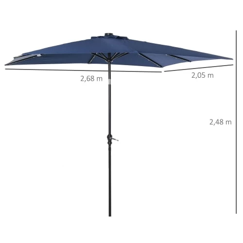 Outsunny Parasols Parasol Lumineux Rectangulaire Inclinable Bleu 5 Outsunny Parasols Parasol Lumineux Rectangulaire Inclinable Bleu – Image 3