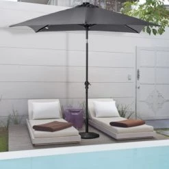 Outsunny Parasols Parasol Lumineux Rectangulaire Inclinable Gris -Tapis extérieur Soldes parasol lumineux rectangulaire inclinable gris 1