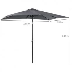 Outsunny Parasols Parasol Lumineux Rectangulaire Inclinable Gris -Tapis extérieur Soldes parasol lumineux rectangulaire inclinable gris 2