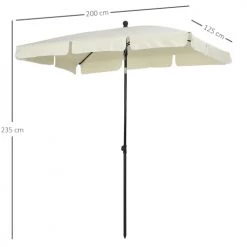 Outsunny Parasols Parasol Rectangulaire Inclinable Beige Clair -Tapis extérieur Soldes parasol rectangulaire inclinable beige clair 2