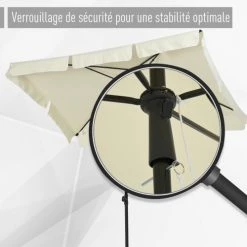 Outsunny Parasols Parasol Rectangulaire Inclinable Beige Clair -Tapis extérieur Soldes parasol rectangulaire inclinable beige clair 5