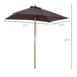 Outsunny Parasols Parasol Rectangulaire Inclinable Chocolat -Tapis extérieur Soldes parasol rectangulaire inclinable chocolat 2