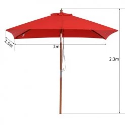 Outsunny Parasols Parasol Rectangulaire Inclinable Rouge -Tapis extérieur Soldes parasol rectangulaire inclinable rouge 2