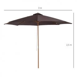 Outsunny Parasols Parasol Rond Grande Taille Chocolat -Tapis extérieur Soldes parasol rond grande taille chocolat 2