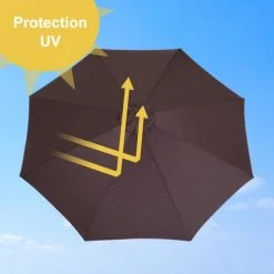 Outsunny Parasols Parasol Rond Grande Taille Chocolat -Tapis extérieur Soldes parasol rond grande taille chocolat 4