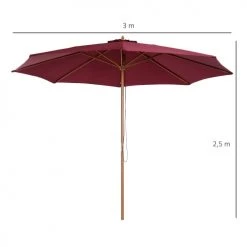 Outsunny Parasols Parasol Rond Grande Taille Rouge -Tapis extérieur Soldes parasol rond grande taille rouge 2