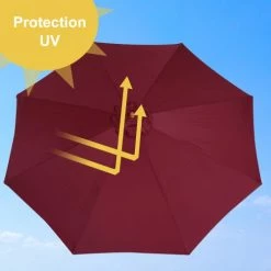 Outsunny Parasols Parasol Rond Grande Taille Rouge -Tapis extérieur Soldes parasol rond grande taille rouge 4