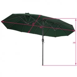 Tectake Parasols Parasol SILIA En Aluminium 460 X 270 Cm Réglable En Hauteur Vert -Tapis extérieur Soldes parasol silia en aluminium 460 x 270 cm reglable en hauteur vert 5
