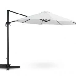 Kerama Parasols Parasol Suspendu Structure Anthracite Et Tissu Blanc 3m De Diamètre