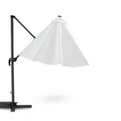 Kerama Parasols Parasol Suspendu Structure Anthracite Et Tissu Blanc 3m De Diamètre -Tapis extérieur Soldes parasol suspendu structure anthracite et tissu blanc 3m de diametre 4