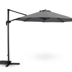 Kerama Parasols Parasol Suspendu Structure Anthracite Et Tissu Blanc 3m De Diamètre