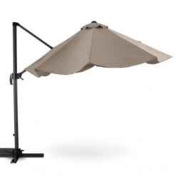 Kerama Parasols Parasol Suspendu Structure Anthracite Et Tissu Marron 3m De Diamètre -Tapis extérieur Soldes parasol suspendu structure anthracite et tissu marron 3m de diametre 2