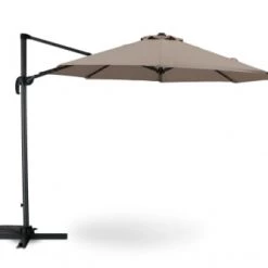Kerama Parasols Parasol Suspendu Structure Anthracite Et Tissu Marron 3m De Diamètre