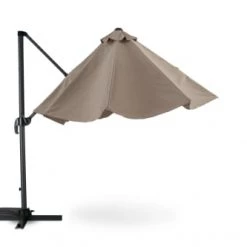 Kerama Parasols Parasol Suspendu Structure Anthracite Et Tissu Marron 3m De Diamètre -Tapis extérieur Soldes parasol suspendu structure anthracite et tissu marron 3m de diametre 3