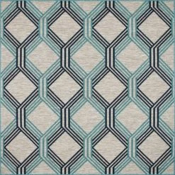Nazar Tapis Extérieur Tapis Carré Extérieur Motif Géométrique Bleu - 200x200