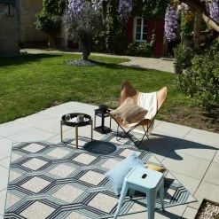 Nazar Tapis Extérieur Tapis Carré Extérieur Motif Géométrique Bleu - 200x200 -Tapis extérieur Soldes tapis carre exterieur motif geometrique bleu 200x200 3