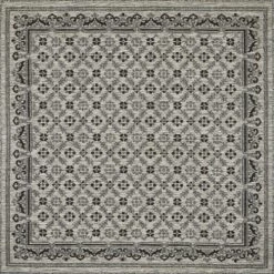 Nazar Tapis Extérieur Tapis Carré Extérieur Motif Ottoman Anthracite Et Gris - 200X200