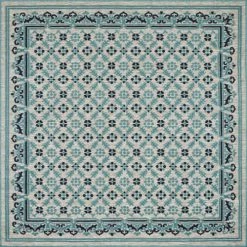 Nazar Tapis Extérieur Tapis Carré Extérieur Motif Ottoman Bleu Et Gris - 200X200