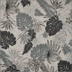 Nazar Tapis Extérieur Tapis Carré Extérieur Motif Tropical Gris Et Anthracite - 200X200