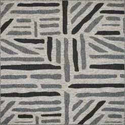 Nazar Tapis Extérieur Tapis Carré Extérieur Rayé Anthracite Et Gris - 200X200