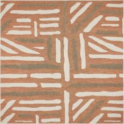 Nazar Tapis Extérieur Tapis Carré Extérieur Rayé Orange Et Gris - 200X200