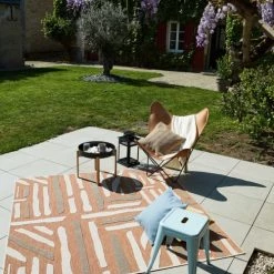 Nazar Tapis Extérieur Tapis Carré Extérieur Rayé Orange Et Gris - 200X200 -Tapis extérieur Soldes tapis carre exterieur raye orange et gris 200x200 3