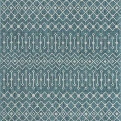 Home Maison Tapis Extérieur Tapis Moa Extérieur/intérieur Polypropylène Vert X 200 -Tapis extérieur Soldes tapis d exterieur bleu a motif blanc 200x200 1