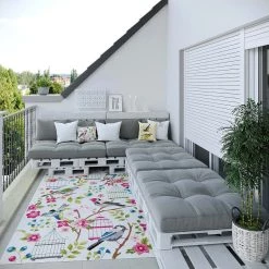 Gino Falcone Tapis Extérieur Tapis D'extérieur Outdoor En Polyester Blanc Multicolore 100x200 Cm -Tapis extérieur Soldes tapis d exterieur outdoor en polyester blanc multicolore 100x200 cm 5