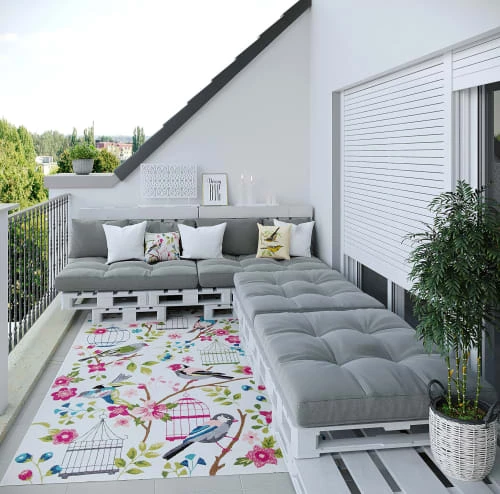 Gino Falcone Tapis Extérieur Tapis D'extérieur Outdoor En Polyester Blanc Multicolore 70x140 Cm 8 Gino Falcone Tapis Extérieur Tapis D'extérieur Outdoor En Polyester Blanc Multicolore 70x140 Cm – Image 6