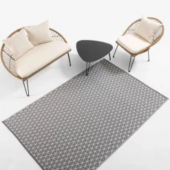 Oviala Tapis Extérieur Tapis D'extérieur Polypropylène Gris 270x180 Cm -Tapis extérieur Soldes tapis d exterieur polypropylene gris 270x180 cm 5