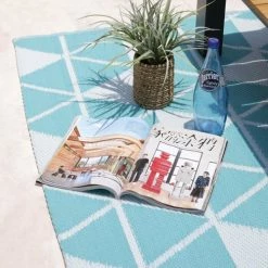 RED DECO Tapis Extérieur Tapis D'extérieur Réversible Bleu 180x120cm -Tapis extérieur Soldes tapis d exterieur reversible bleu 180x120cm 11