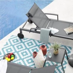 RED DECO Tapis Extérieur Tapis D'extérieur Réversible Bleu 180x120cm -Tapis extérieur Soldes tapis d exterieur reversible bleu 180x120cm 2